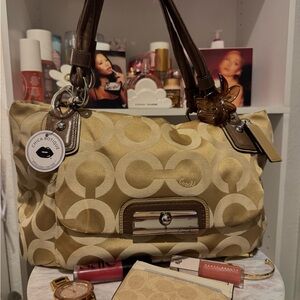 Coach Beige and Brown Shoulder Bag